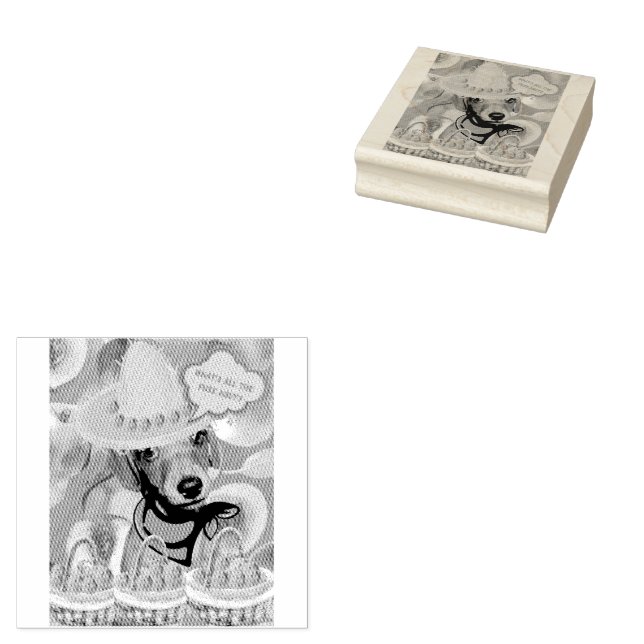 Weenie Peach Farmer Rubber Stamp (Stamped)