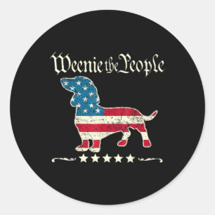 Weenie The People Dachshund 4th Of July Classic Round Sticker
