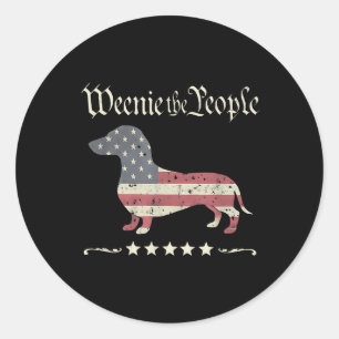 Weenie The People Dachshund 4th Of July Classic Round Sticker