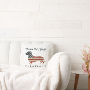 Weenie The People Dachshund 4th Of July Cushion