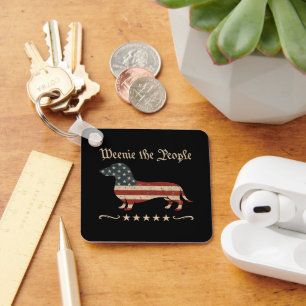 Weenie The People Dachshund 4th Of July Key Ring