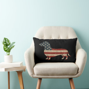 Weenie The People Dachshund 4th Of July Lumbar Cushion