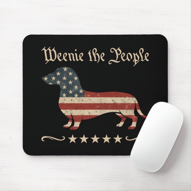 Weenie The People Dachshund 4th Of July Mouse Pad (With Mouse)