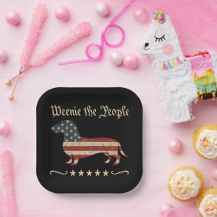 Weenie The People Dachshund 4th Of July Paper Plate
