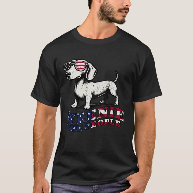 Weenie The People Dachshund 4th of July Patriotic  T-Shirt (Front)