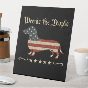 Weenie The People Dachshund 4th Of July Pedestal Sign