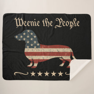 Weenie The People Dachshund 4th Of July Sherpa Blanket