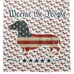 Weenie The People Dachshund 4th Of July Shower Curtain