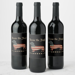Weenie The People Dachshund 4th Of July Wine Label