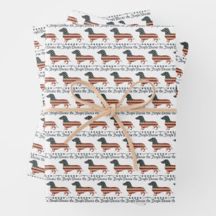 Weenie The People Dachshund 4th Of July Wrapping Paper Sheet