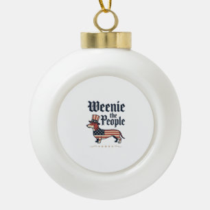 Weenie the People Patriotic Dachshund T-Shirt_1 Ceramic Ball Christmas Ornament