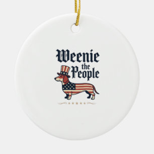 Weenie the People Patriotic Dachshund T-Shirt_1 Ceramic Ornament