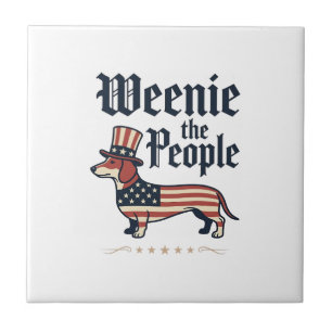 Weenie the People Patriotic Dachshund T-Shirt_1 Ceramic Tile