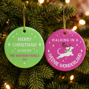 Weenie Wonderland Dachshund Bright Christmas Ceramic Ornament