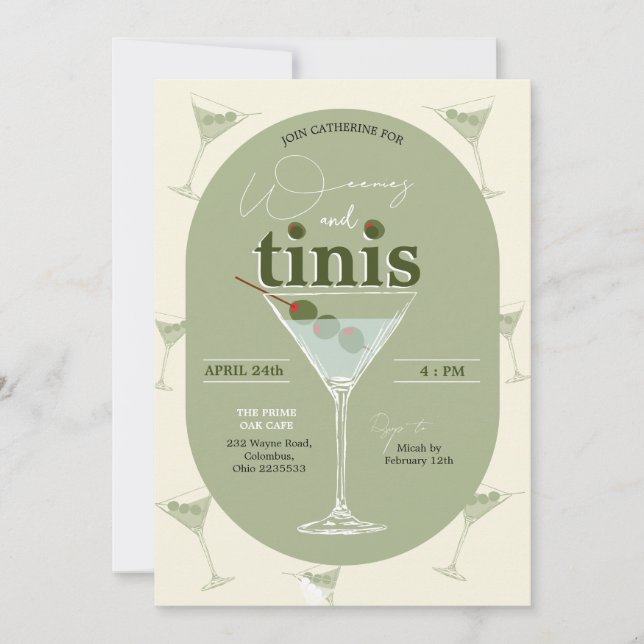 Weenies and Tinis Martini Bachelorette Invitation (Front)