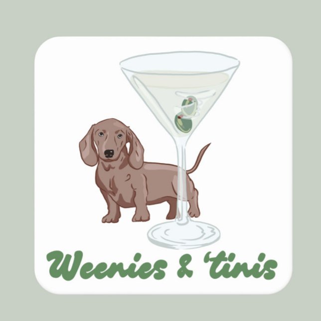 Weenies & Martinis Party  Square Paper Coaster (Creator Uploaded)