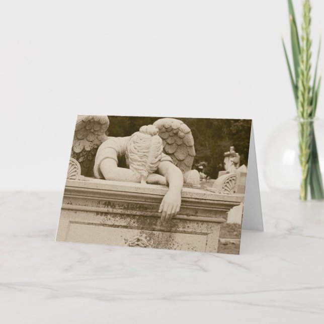 Weeping Angel in Sepia Sympathy Card (Front)