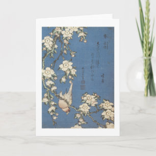 Weeping Cherry and Bullfinch, Hokusai, 1834 Card