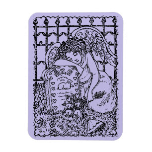 WEEPING GUARDIAN ANGEL, CEMETERY, DEEPEST SYMPATHY MAGNET