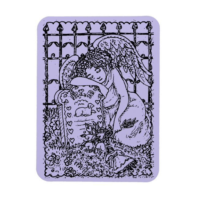 WEEPING GUARDIAN ANGEL, CEMETERY, DEEPEST SYMPATHY MAGNET (Vertical)