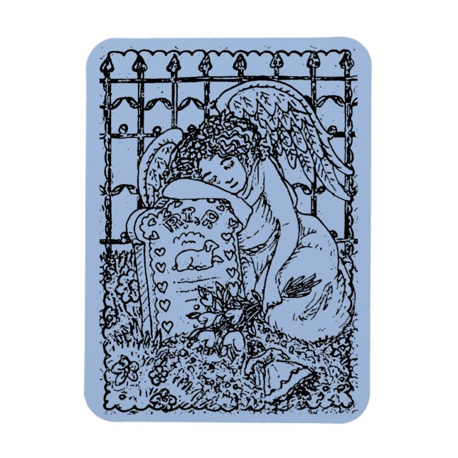 WEEPING GUARDIAN ANGEL, CEMETERY, DEEPEST SYMPATHY MAGNET (Vertical)