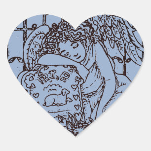 WEEPING GUARDIAN ANGEL, CEMETERY MOURNING SYMPATHY HEART STICKER