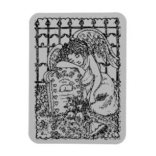 WEEPING GUARDIAN ANGEL, CEMETERY MOURNING SYMPATHY MAGNET