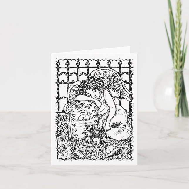 WEEPING GUARDIAN ANGEL, CEMETERY NOTE CARD Blank (Front)