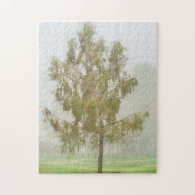 Weeping Tree Foggy Weather Fog Art Puzzle (Vertical)