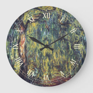 Weeping Willow by Claude Monet, Vintage Fine Art Large Clock