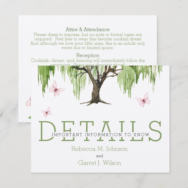 Weeping Willow Details / Enclosure Card (Front/Back)