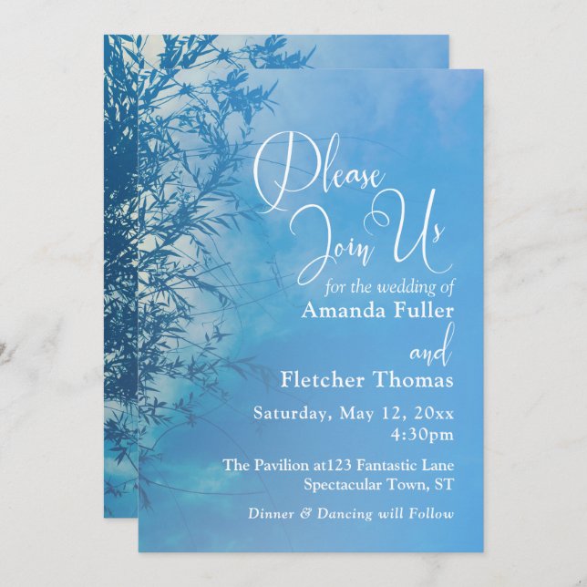 Weeping Willow Ethereal Dreamy Sky Wedding 2 Invitation (Front/Back)