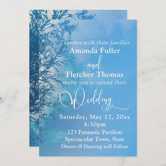Weeping Willow Ethereal Dreamy Sky Wedding Invitation (Front/Back)