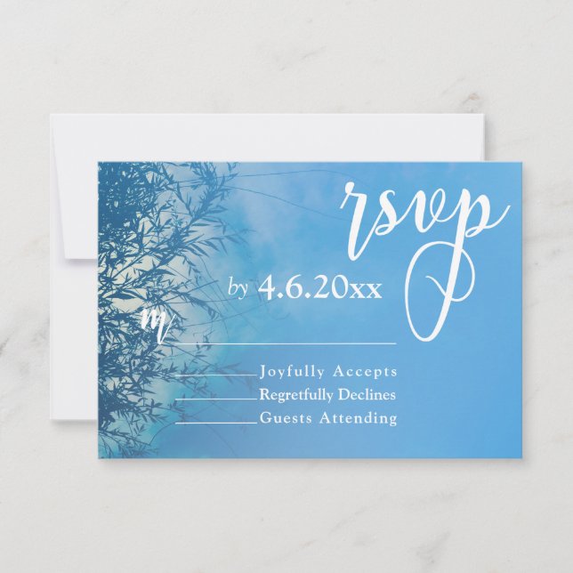 Weeping Willow Ethereal Dreamy Sky Wedding RSVP Card (Front)