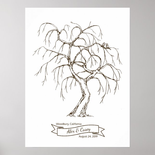 Weeping Willow Fingerprint Tree Poster (Front)