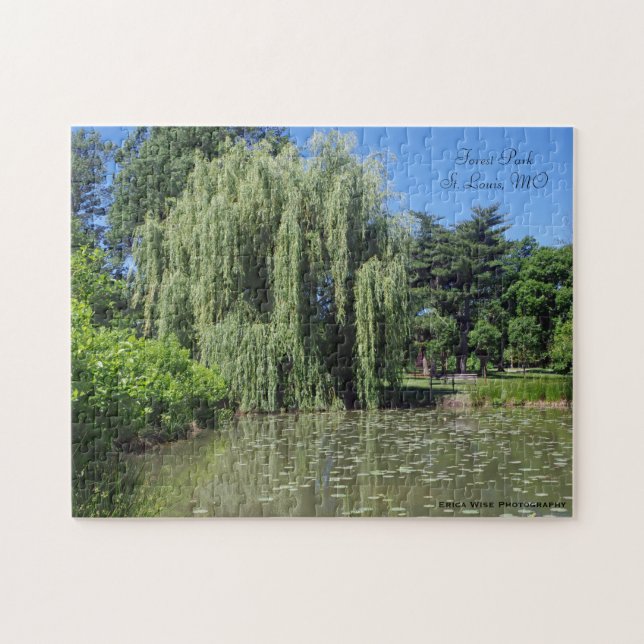 Weeping Willow on Pond Forest Park Missouri Jigsaw Puzzle (Horizontal)