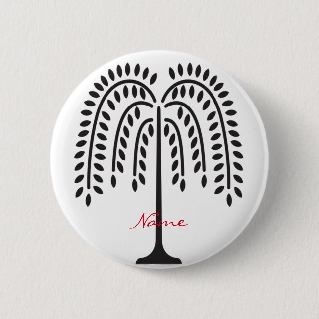 Weeping Willow Silhouette Thunder_Cove 6 Cm Round Badge (Front)