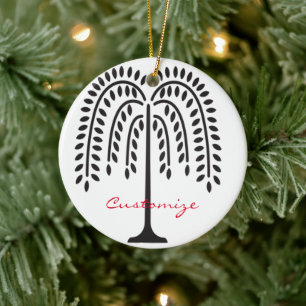 Weeping Willow Silhouette Thunder_Cove Ceramic Ornament