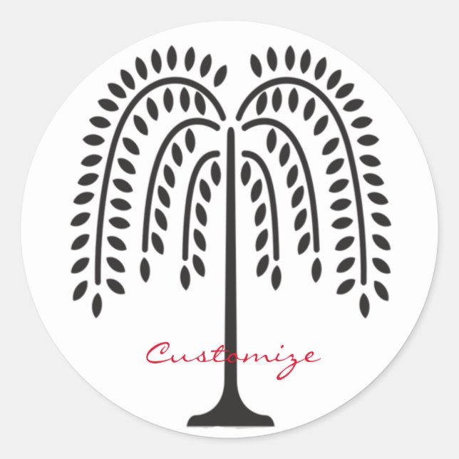 Weeping Willow Silhouette Thunder_Cove Classic Round Sticker (Front)