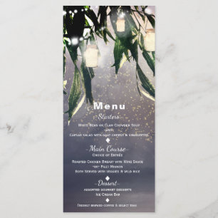 Weeping Willow Tree & Mason Jar Lights Menu Card
