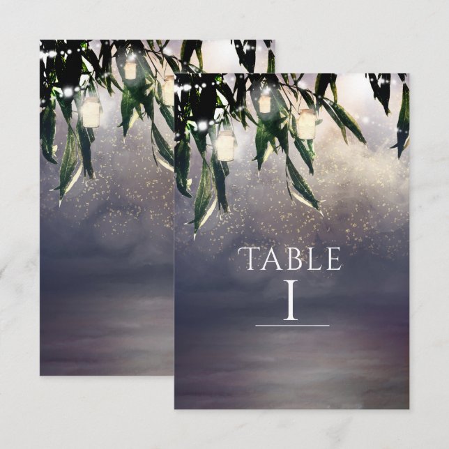 Weeping Willow Tree & Mason Jars Table Number Card (Front/Back)
