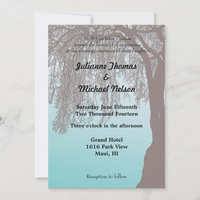 Weeping Willow Tree Wedding Invitation (Front)