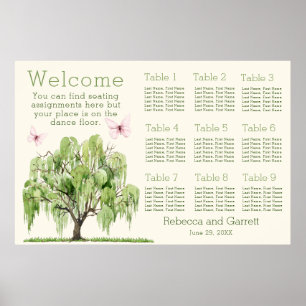 Weeping Willow Wedding Seating Chart 36"x24"
