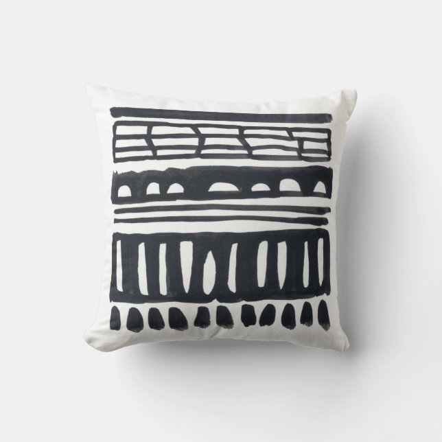 Weft I | Modern Black Watercolor Cushion (Front)