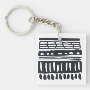 Weft I   Modern Black Watercolor Key Ring