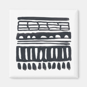 Weft I   Modern Black Watercolor Magnet