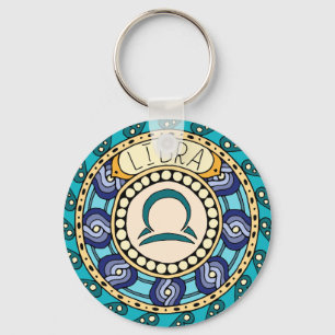 Weiage Libra sign of colorful Mandala Key Ring