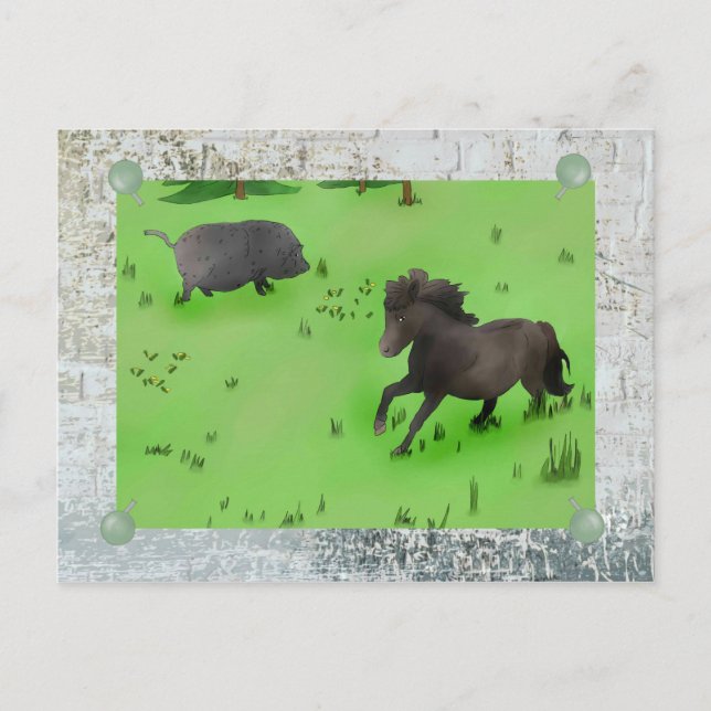 Weidepony und Schwein Postcard (Front)