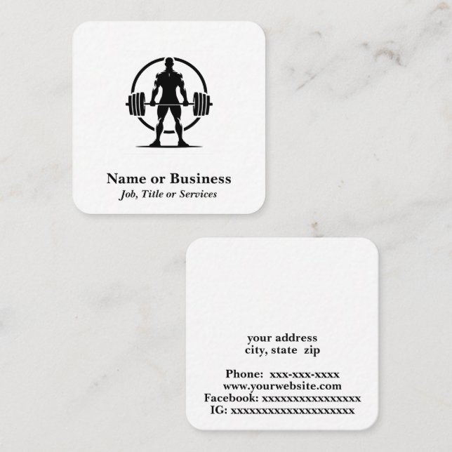 Weigh lifter square business card (Front/Back)