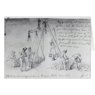 Weighing out stones on Francis Street, London